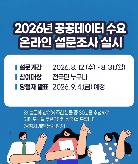 2026년 공공데이터 수요 온라인 설문조사 실시